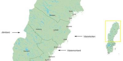 Norra Sverige karta - Karta över norra Sverige (Norra Europa - Europa)