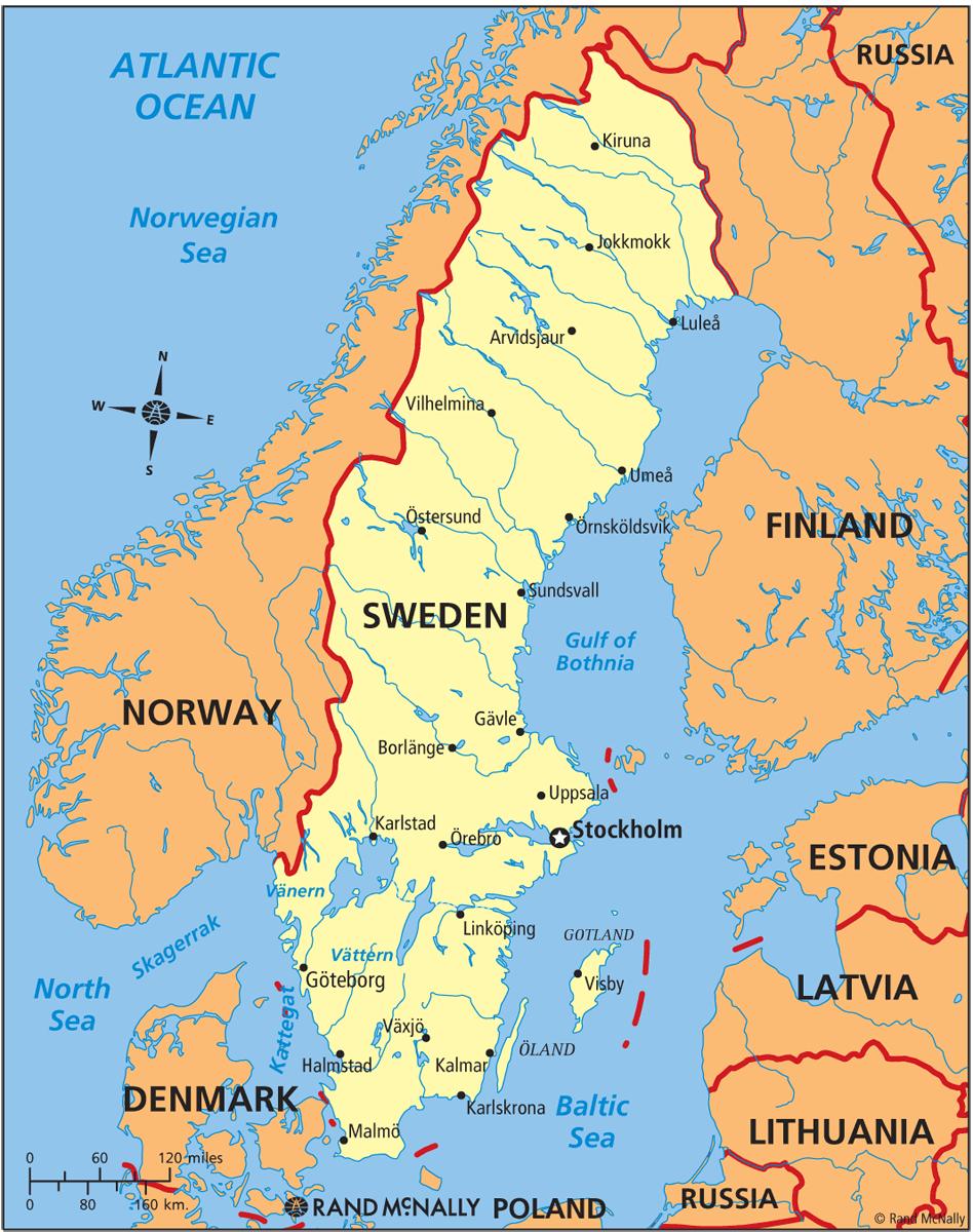 Karta över Sverige - Sverige karta (Norra Europa - Europa)