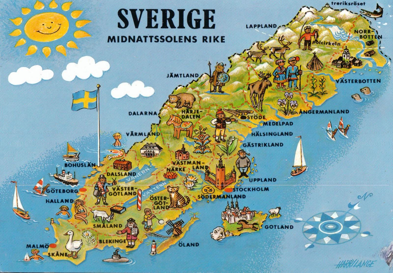 Sverige turistkarta - turistkarta Sverige (Norra Europa - Europa)