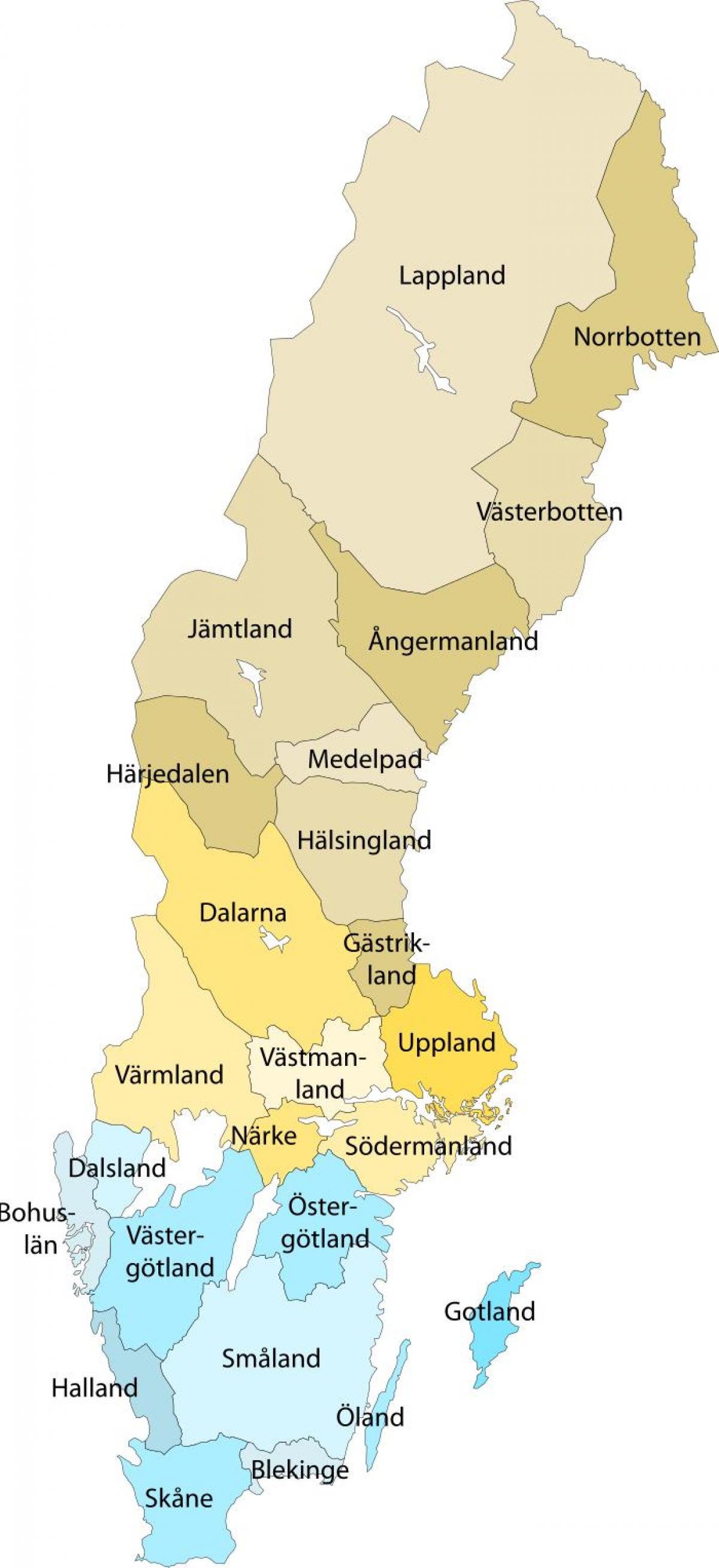 Lappland Sverige karta - Karta över Lappland Sverige (Norra Europa