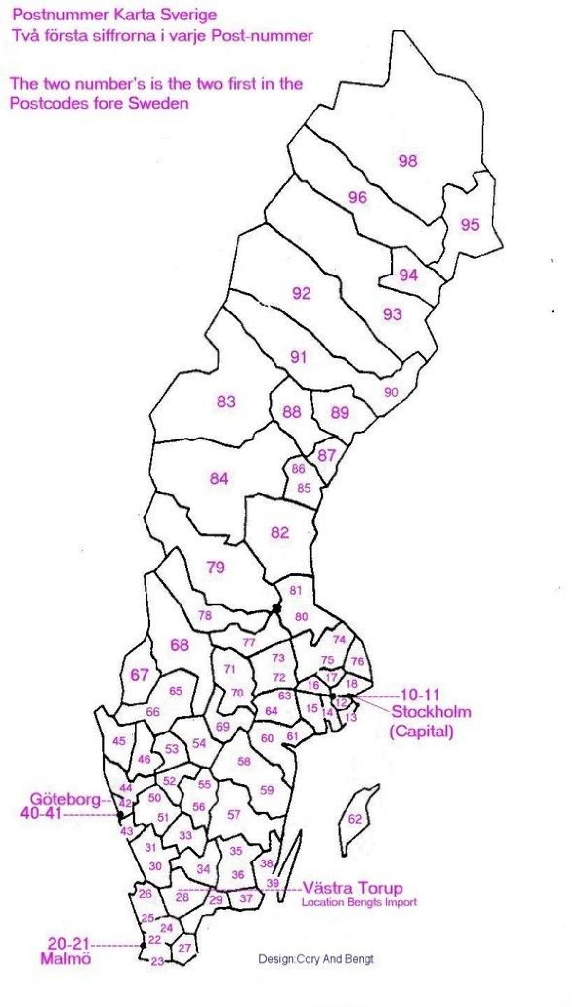 Sverige för postnumret karta - Karta över Sverige för postnumret (Norra