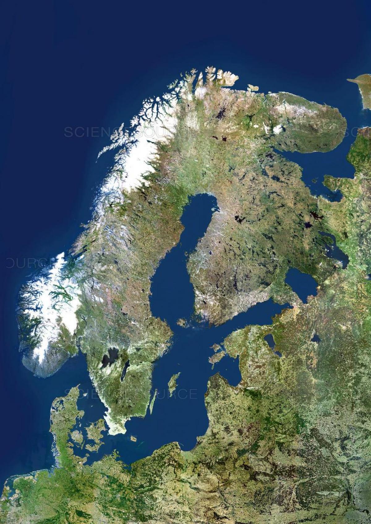 karta satellit sverige Sverige satellit karta   Karta över Sverige satellit (Norra Europa 