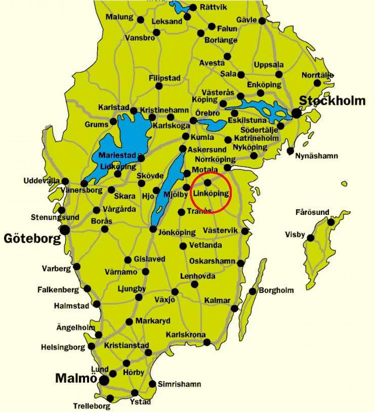 Södra Sverige - karta- Karta över södra Sverige (Norra Europa - Europa)